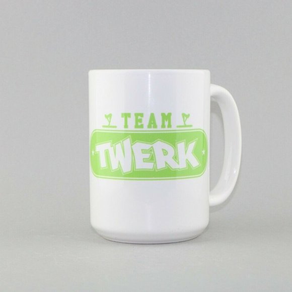 Team Twerk White Green Coffee Tea Cup Mug - Picture 1 of 8